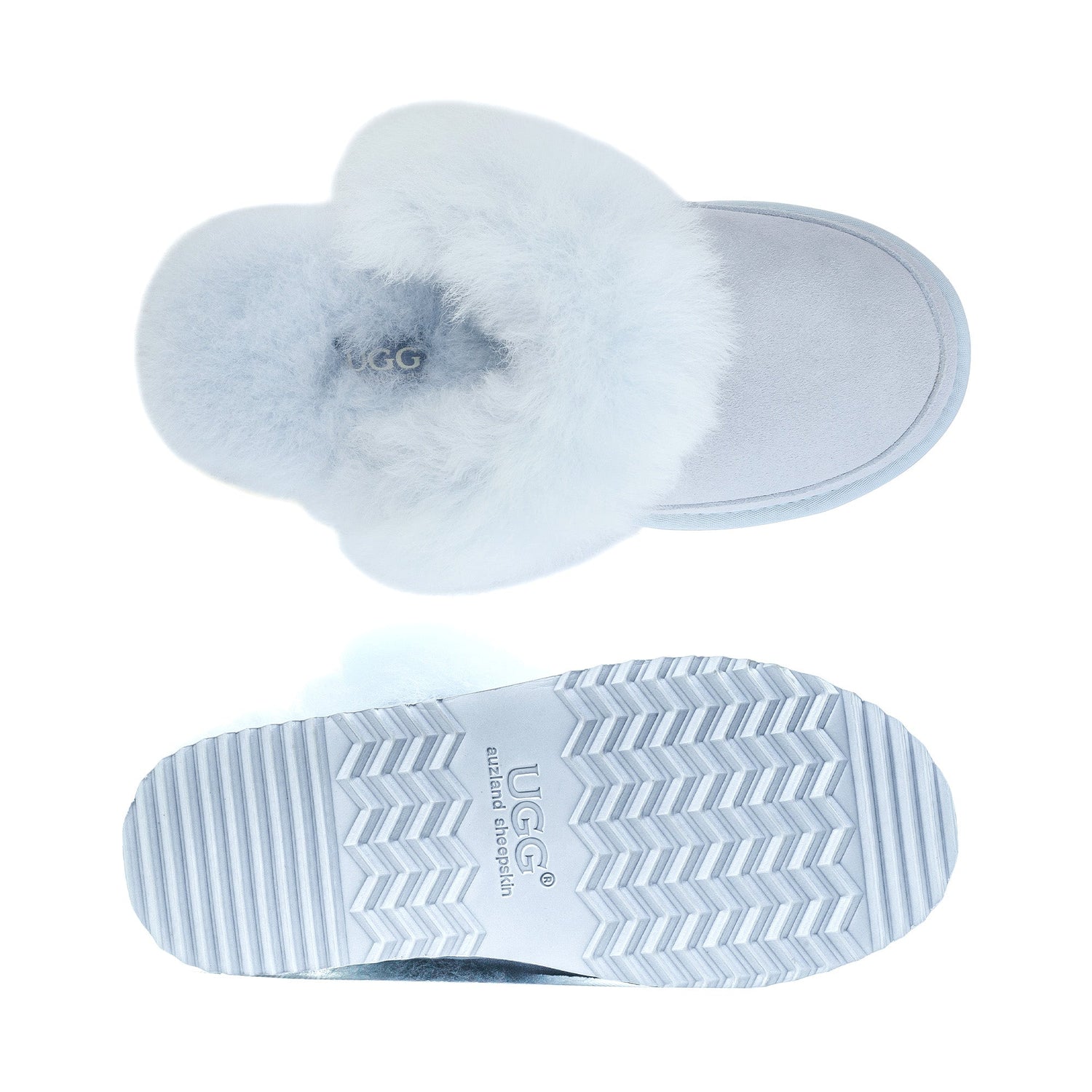 Auzland Classic Platform UGG Slippers featuring soft beige uppers and thick platform soles for comfort and style.