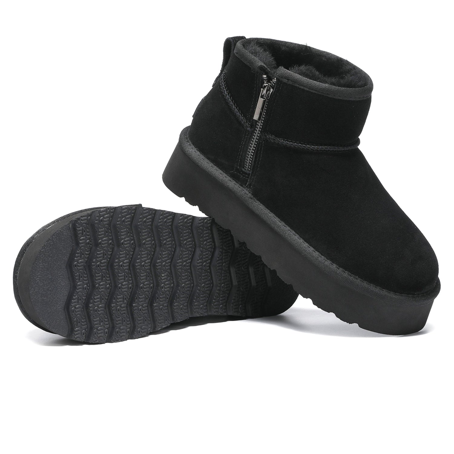 Auzland UGG Merino Ultra Mini Zipper Platform Boots for women, featuring a classic ankle boot design with zipper detail and platform sole.