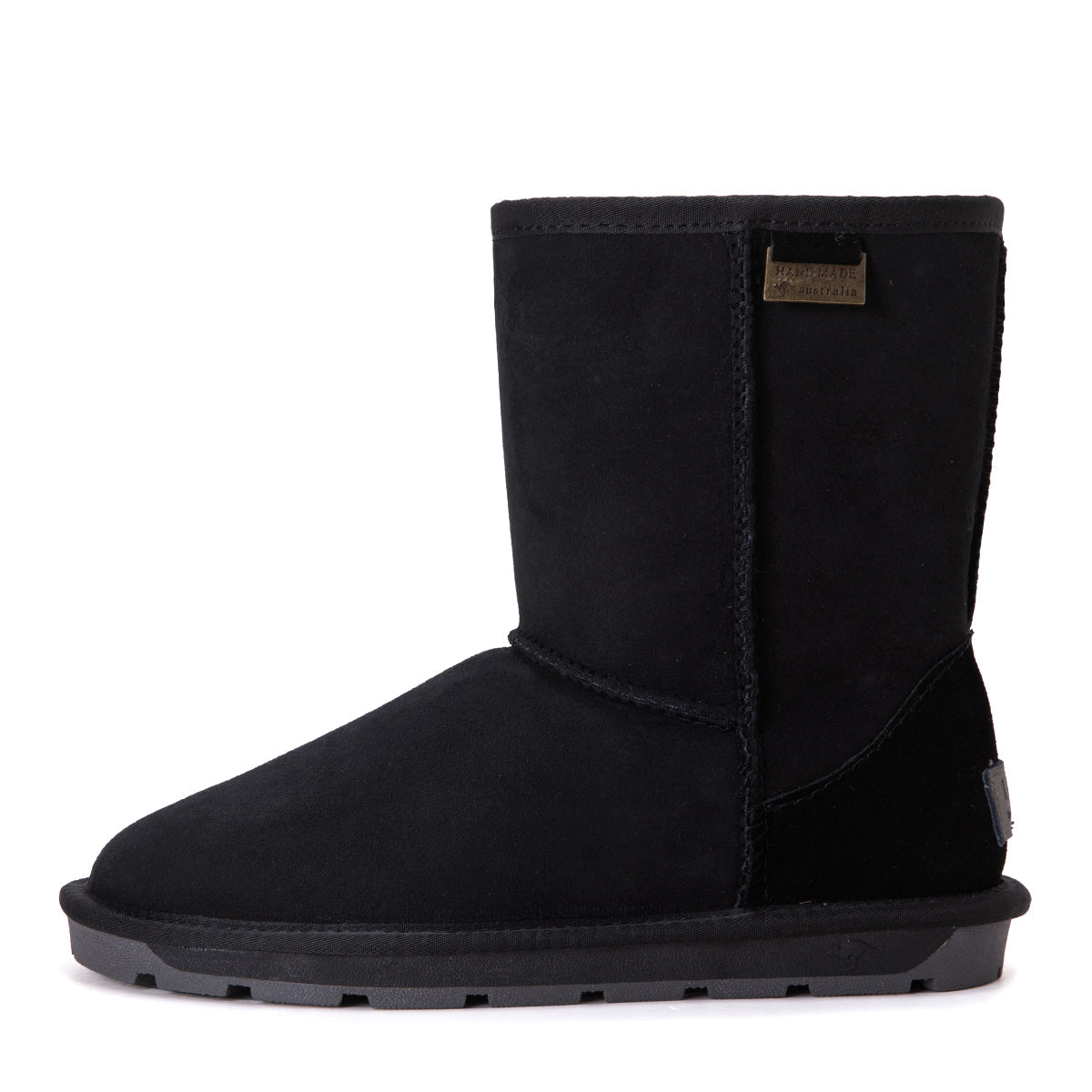 Black Auzland premium short classic Australian-made UGG boots for women with soft sheepskin lining and durable rubber soles.