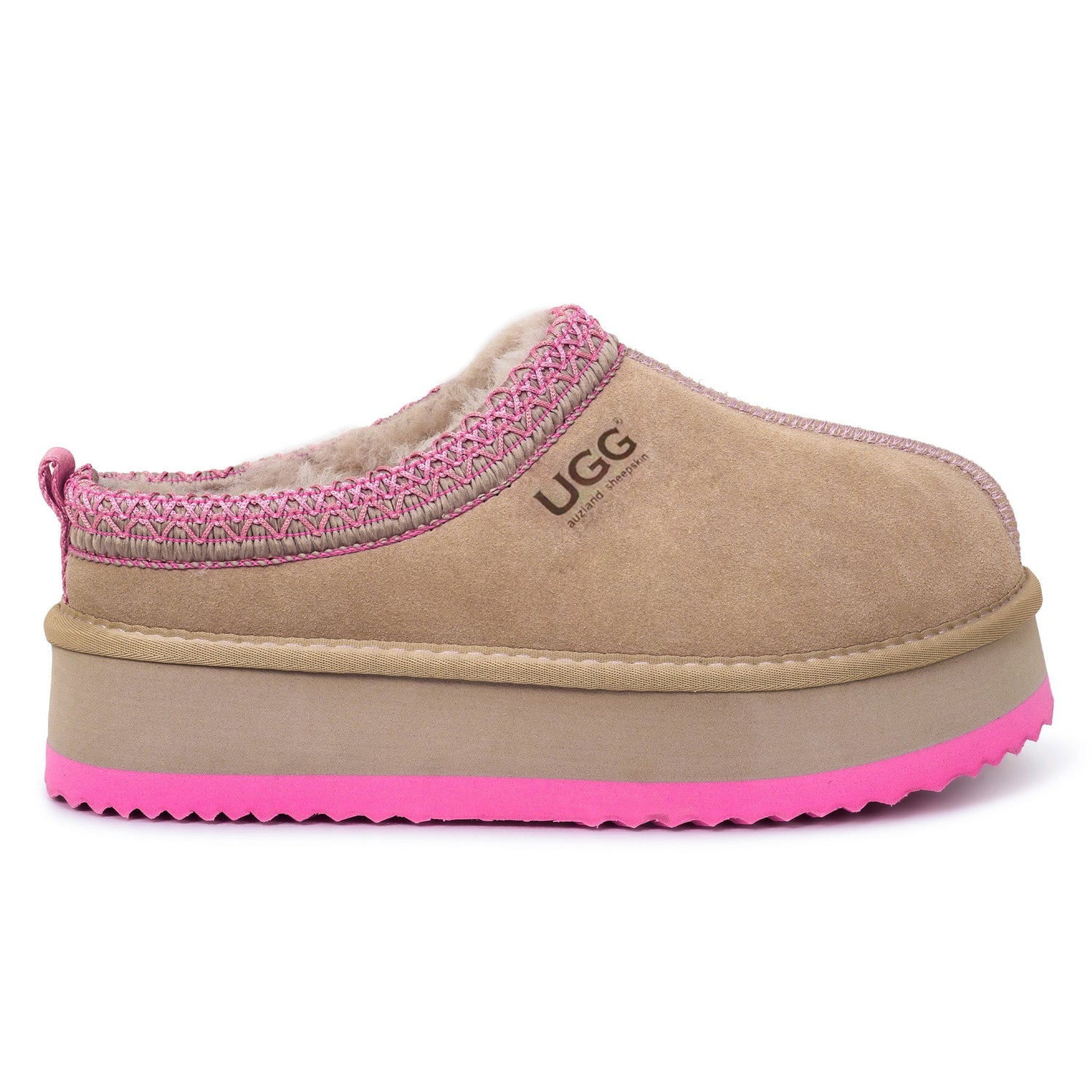 Auzland Mackenzie Platform UGG slippers with plush lining and slip-on design, displayed on a neutral background.
