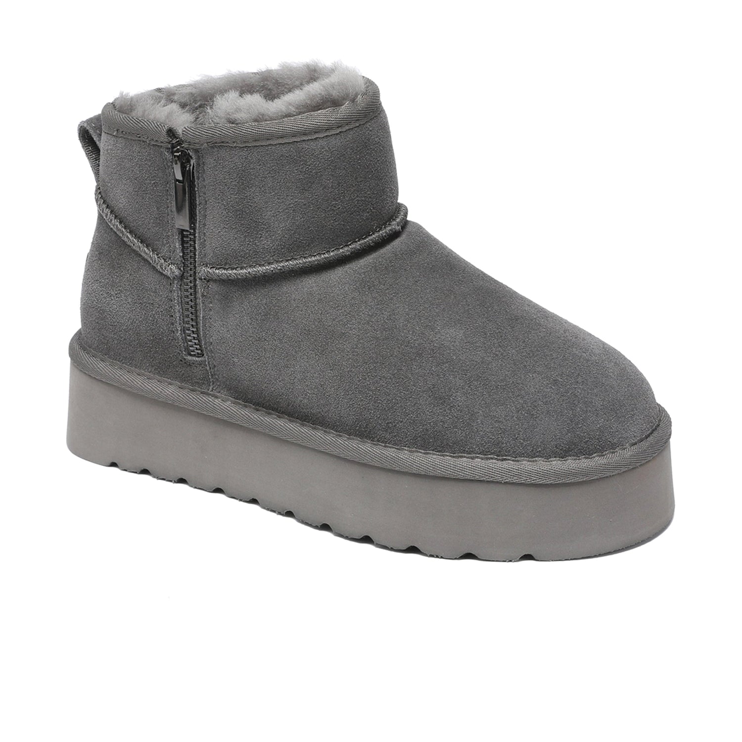 Auzland UGG Merino Ultra Mini Zipper Platform Boots for women, featuring a sleek mini design with zipper detail and platform sole.
