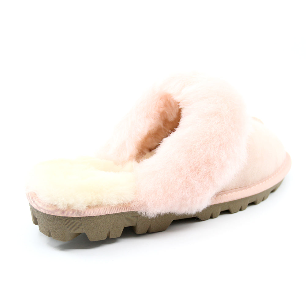 Pink UGG Scuff slippers for women by Auzland, featuring soft, cosy slip-on design with plush interior and casual style.