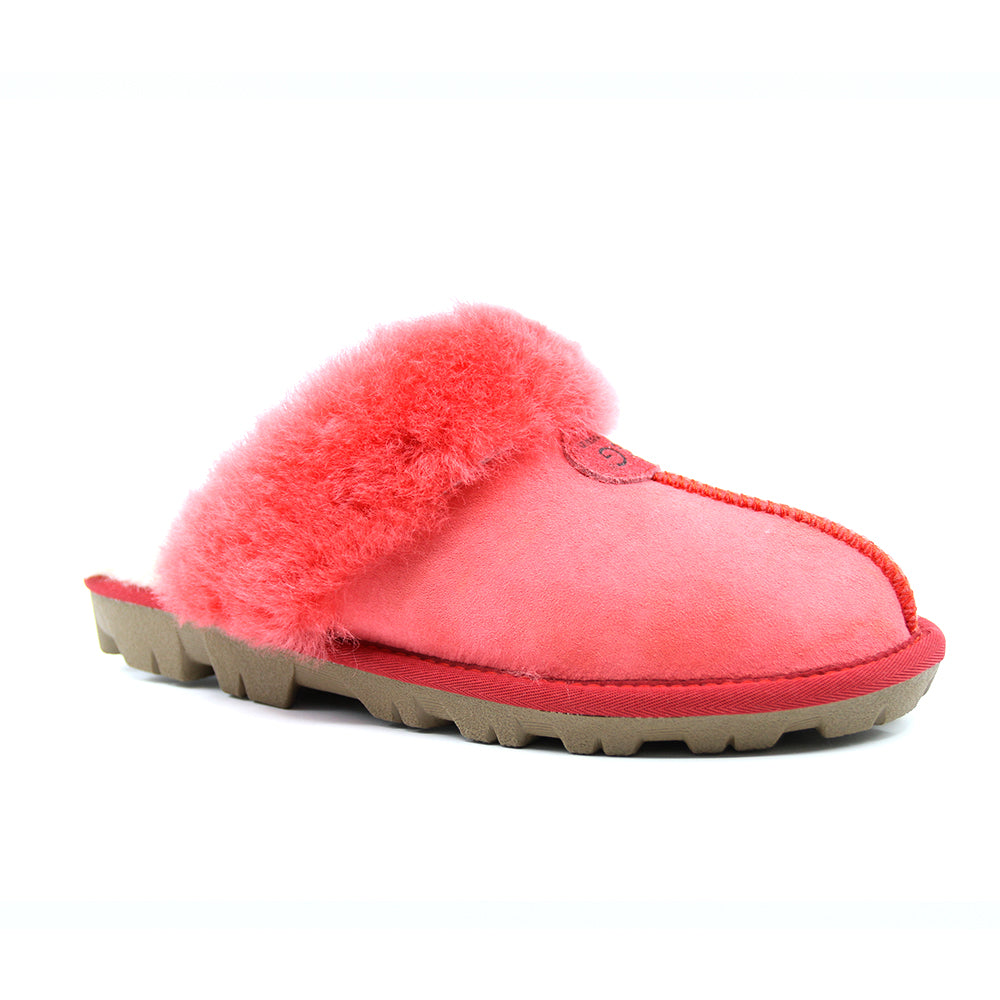 Red UGG Scuff slippers for women by Auzland, featuring cosy slip-on design with plush interior and casual style.