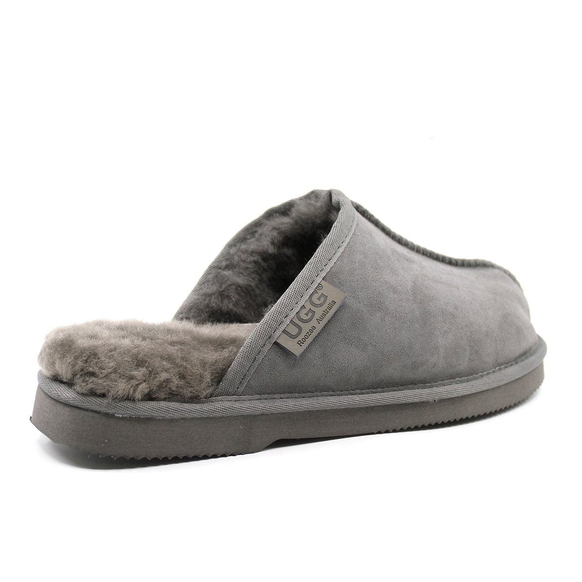 A pair of UGG Premium Men Scuff Slippers by Auzland, Australian-made, featuring soft suede uppers and cosy interior for comfort.