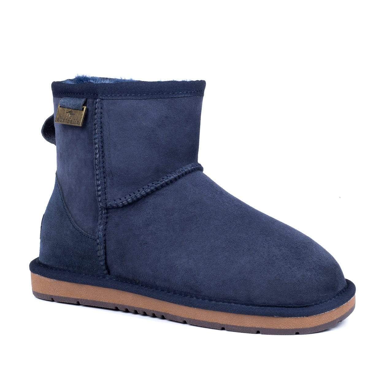 Navy Auzland premium mini classic UGG boots for women and men, showcasing cosy sheepskin interior and stylish design.