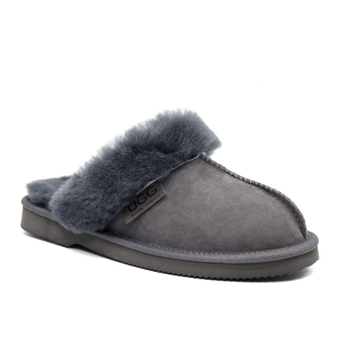 Auzland premium women UGG slippers in roozee color with soft sheepskin lining, Australian-made slip-on slippers for comfort and style.