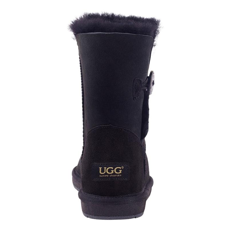 Auzland UGG Premium Short 1-Button Classic Boots for women, featuring soft suede exterior and cosy shearling lining.