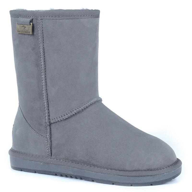 Grey Auzland Premium Short Classic UGG Boots for women and men, featuring soft sheepskin lining and durable suede exterior.