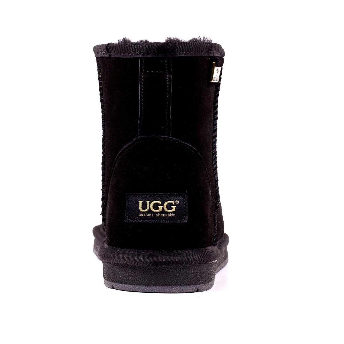 Auzland Premium Suede Mini Classic UGG Boots for women, showcasing tan suede exterior with cosy shearling lining and sturdy sole.