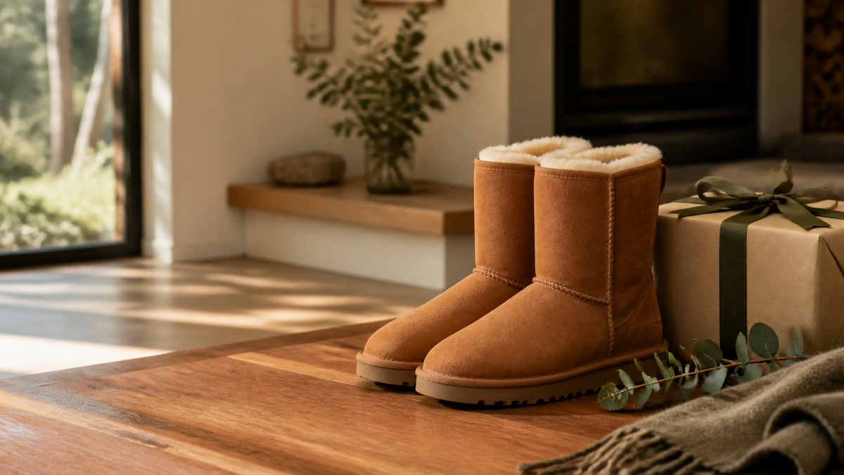 Men’s sheepskin UGG boots wrapped as a Father’s Day gift for Dad