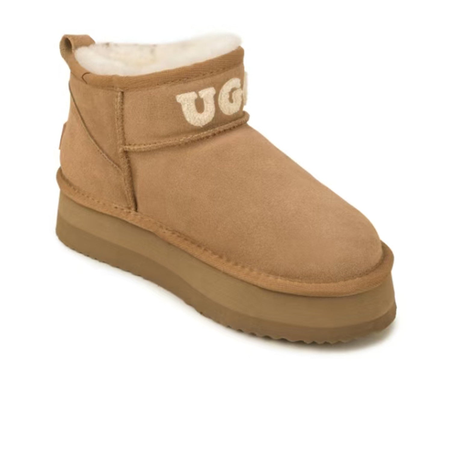 Auzland UGG shearling ultra mini platform boots for women, featuring plush shearling lining and a chunky sole.