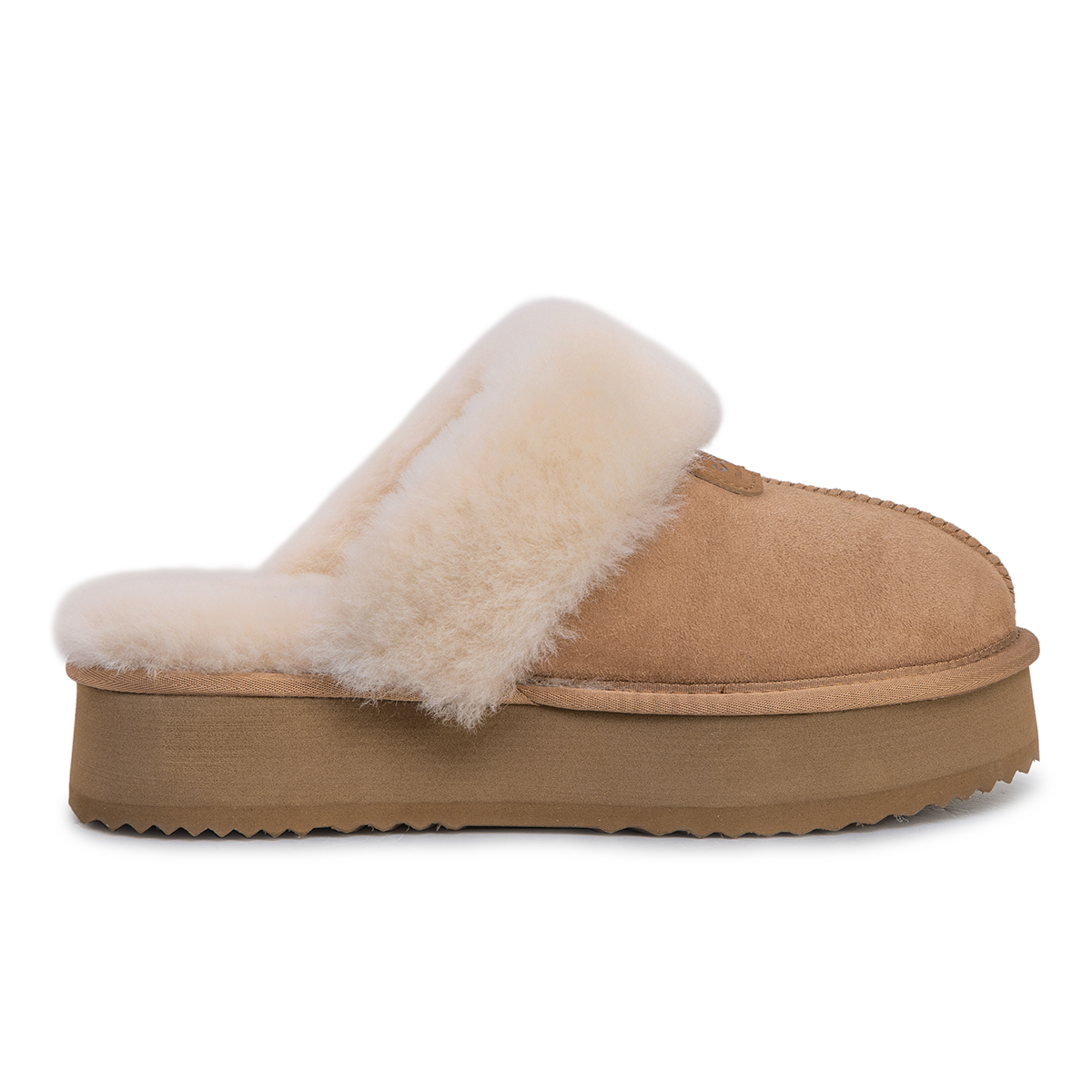 Auzland Willow Platform UGG Slippers with plush lining and thick soles, showcasing a cosy, stylish design perfect for indoor comfort.