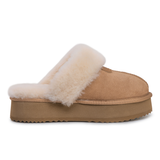 Auzland Willow Platform UGG Slippers with plush lining and thick soles, showcasing a cosy, stylish design perfect for indoor comfort.