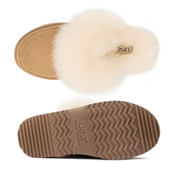 Auzland Classic Platform UGG Slippers featuring soft scuff design and plush interior, perfect for comfortable indoor wear.