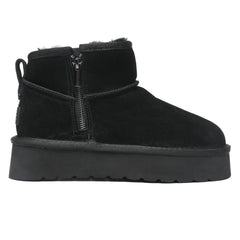 Auzland UGG Merino Ultra Mini Zipper Platform Boots for women, featuring a classic design with zipper detail and platform heel.