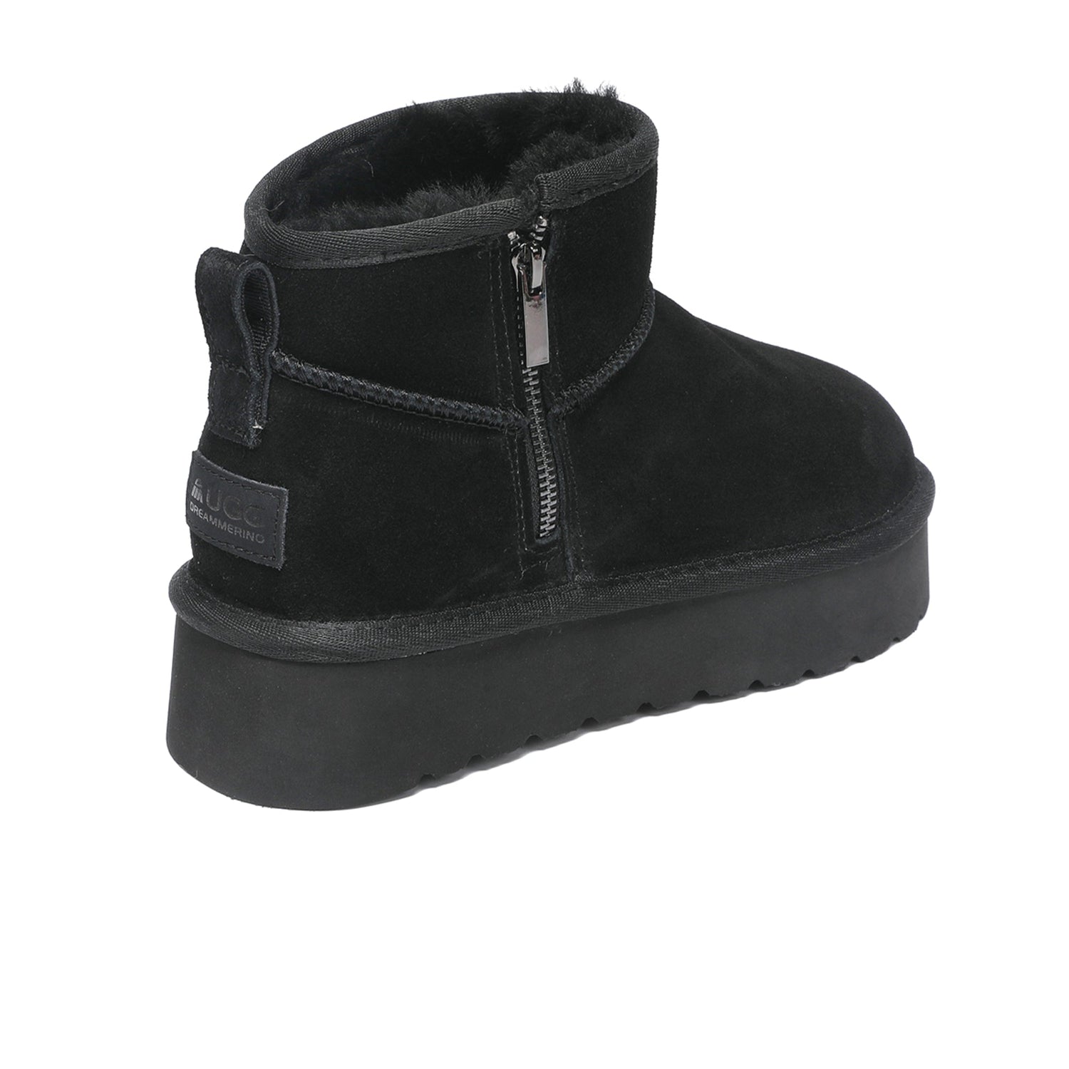 Auzland UGG Merino Ultra Mini Zipper Platform Boots for women, showcasing the classic UGG style with zipper detail and platform sole.