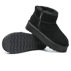 Auzland UGG Merino Ultra Mini Zipper Platform Boots for women, featuring a classic ankle boot design with zipper detail and platform sole.