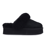 Auzland black Willow Platform UGG slippers featuring a cosy, soft interior and stylish platform sole for comfortable indoor wear.