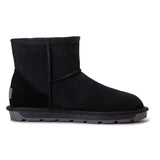 Black Auzland Mini Classic Australian Made UGG Boots for women, showing the soft sheepskin exterior and cosy interior.