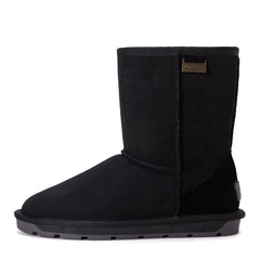 Black Auzland premium short classic Australian-made UGG boots for women with soft sheepskin lining and durable rubber soles.