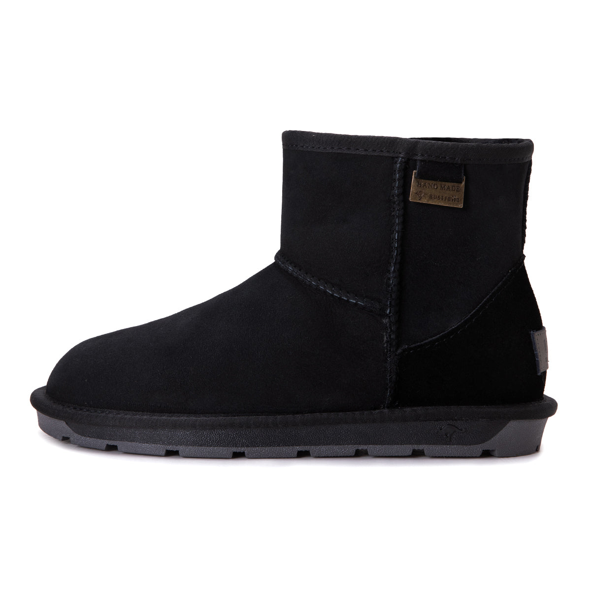 Black Auzland premium mini classic Australian-made UGG boots for women, featuring soft sheepskin lining and a cosy, stylish design.