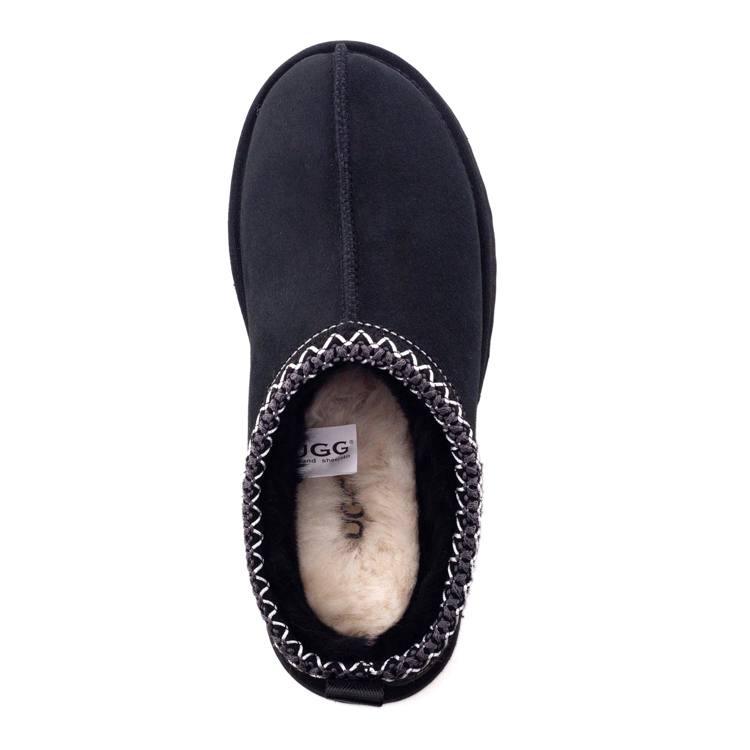 Black Auzland Mackenzie Platform UGG slippers with soft, plush lining and sturdy platform sole for cosy comfort and casual style.