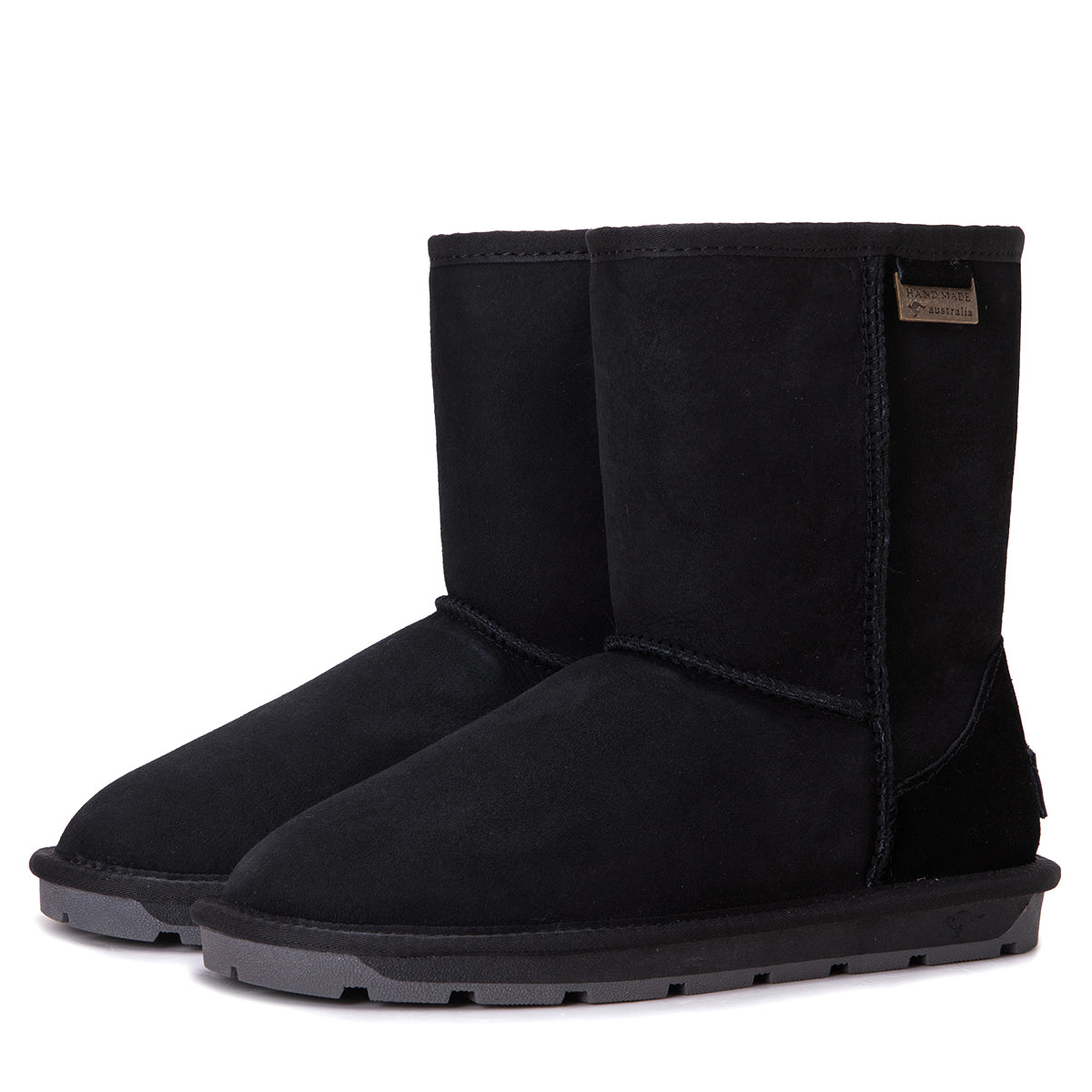 Black Auzland Premium Short Classic UGG Boots for women, Australian-made sheepskin-lined shoes with a cosy, stylish design.