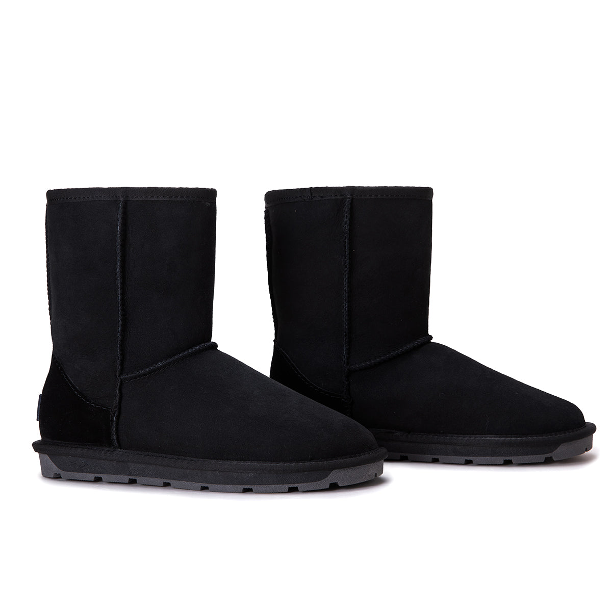 Black Auzland classic Australian-made UGG boots for women, showcasing cosy interior and stylish short boot design.