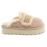 Auzland UGG shearling platform slippers in bronze, women's slip-on shoes with cosy shearling lining and sturdy sole.