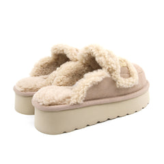 Auzland bronze UGG shearling platform slippers for women, showing soft shearling lining and stylish slip-on design.