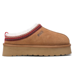 Auzland UGG Merino Tassy Platform Slippers featuring plush fur lining and a sturdy platform sole, displayed on a neutral background.