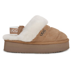 Auzland UGG Platform 3-in-1 Puffer Slippers with strap details, cosy puffer design, and cushioned sole for women.