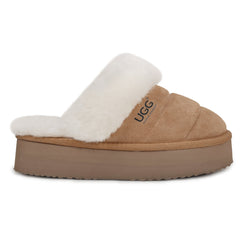 Auzland UGG Platform 3-in-1 Puffer Straps Scuff Slippers for women, featuring cushioned puffer straps and slip-on design.