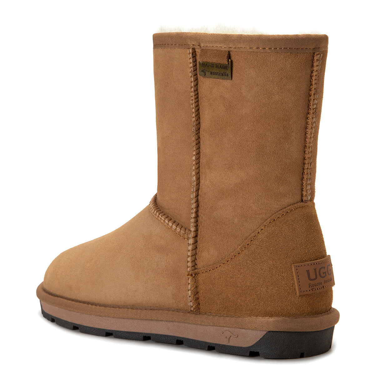 A pair of classic Australian-made Auzland UGG boots for women with plush sheepskin lining and durable suede exterior.