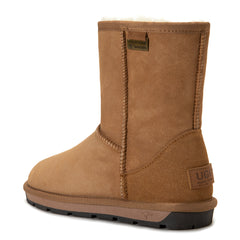 A pair of classic Australian-made Auzland UGG boots for women with plush sheepskin lining and durable suede exterior.