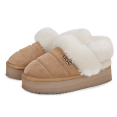 Auzland UGG platform 3-in-1 puffer slippers with adjustable straps and scuff-resistant design, women's slip-on footwear.