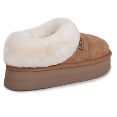 Auzland UGG platform ankle puffer slippers for women, featuring plush quilted design and cosy slip-on style.