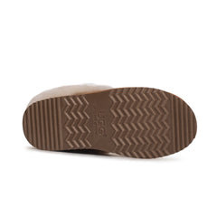 Auzland UGG platform ankle puffer slippers for women, featuring plush puffer design and slip-on style, shown in a cosy indoor setting.