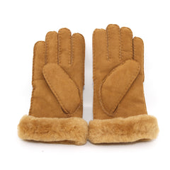 Auzland UGG sheepskin gloves in chestnut, showcasing soft, warm leather gloves with plush sheepskin lining.