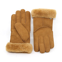 Auzland UGG sheepskin gloves in chestnut, soft and warm with plush lining, displayed on a neutral background.
