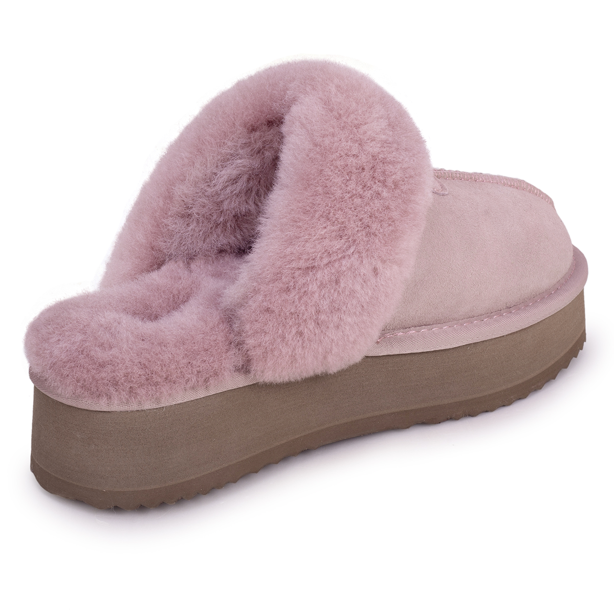 Dustpink Auzland Willow Platform UGG slippers with plush lining and slip-on design, perfect for cosy indoor wear.