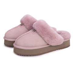 Dustpink Willow Platform UGG slippers by Auzland featuring a soft pink color and comfortable slip-on design.