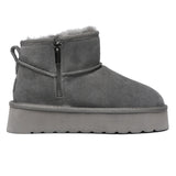 Auzland UGG Merino Ultra Mini Zipper Platform Boots for women, featuring plush lining and zipper detail on classic UGG-style shoes.