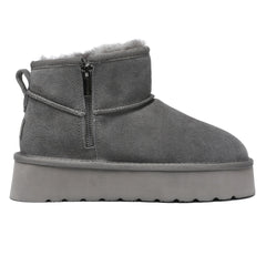 Auzland UGG Merino Ultra Mini Zipper Platform Boots for women, featuring plush lining and zipper detail on classic UGG-style shoes.