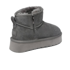 Auzland UGG Merino Ultra Mini Zipper Platform Boots for women, featuring classic UGG style, zip closure, and chunky platform sole.