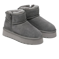 Auzland UGG Merino Ultra Mini Zipper Platform Boots for women, featuring cosy Merino wool lining and stylish zipper detail.
