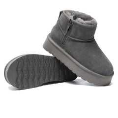 Auzland UGG Merino Ultra Mini Zipper Platform Boots for women, featuring a cosy merino wool interior and stylish mini boot design.