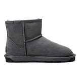 Grey Auzland Premium Mini Classic UGG Boots for women, Australian-made sheepskin-lined shoes with a cosy, stylish design.
