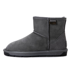 Grey Auzland Mini Classic Australian Made UGG Boots for women, showcasing cosy shearling lining and soft suede exterior.