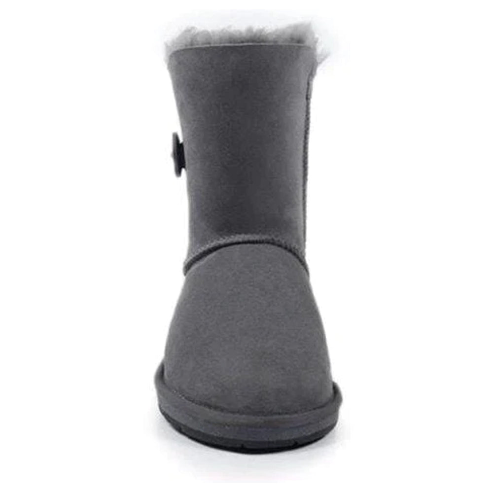 Auzland grey UGG Premium Short 1-Button Classic Boots for women, featuring a soft shearling lining and a cosy, stylish design